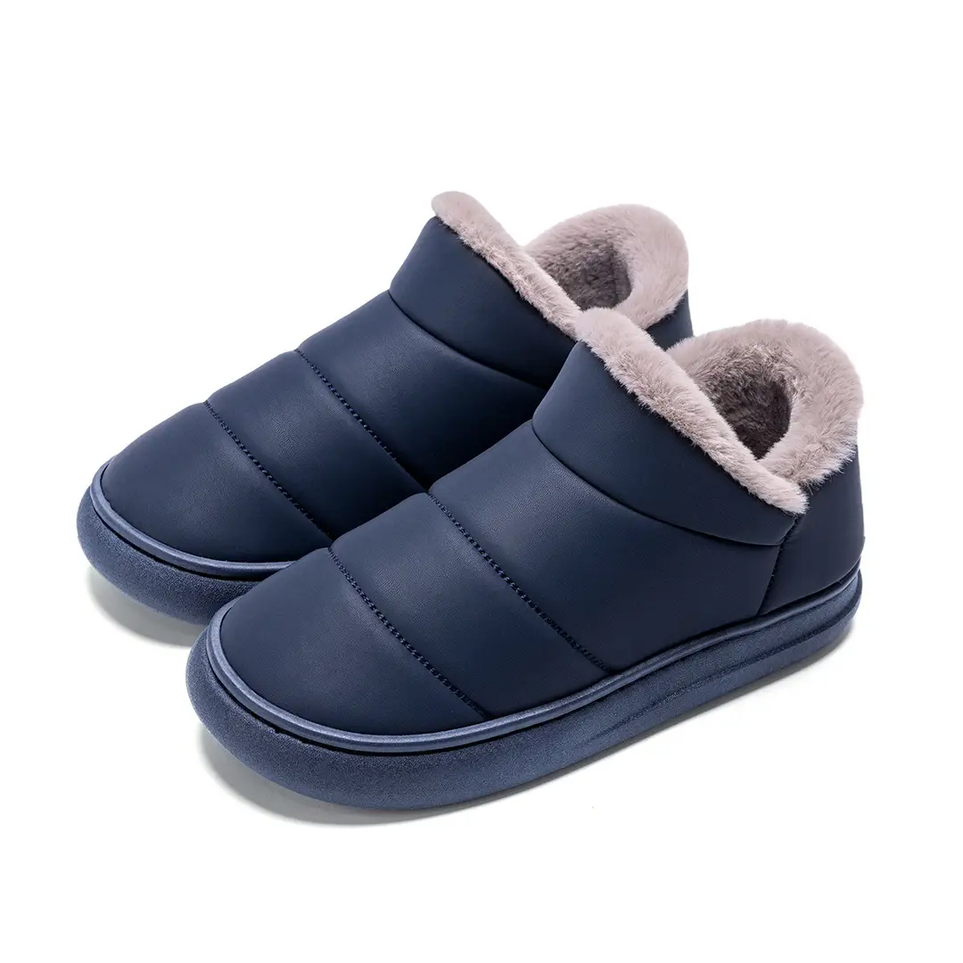 Jieliya Cotton Slippers for the Elderly Men's Winter Outer Wearing fleece-lined Warm Waterproof Non-slip Household Leather Cotton Shoes for Men - Image 6