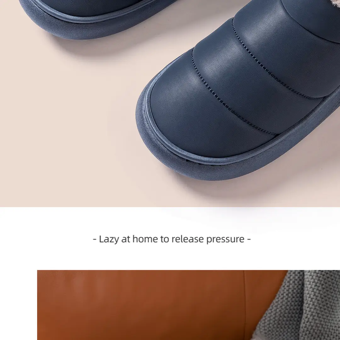 Jieliya Cotton Slippers for the Elderly Men's Winter Outer Wearing fleece-lined Warm Waterproof Non-slip Household Leather Cotton Shoes for Men — feature 14