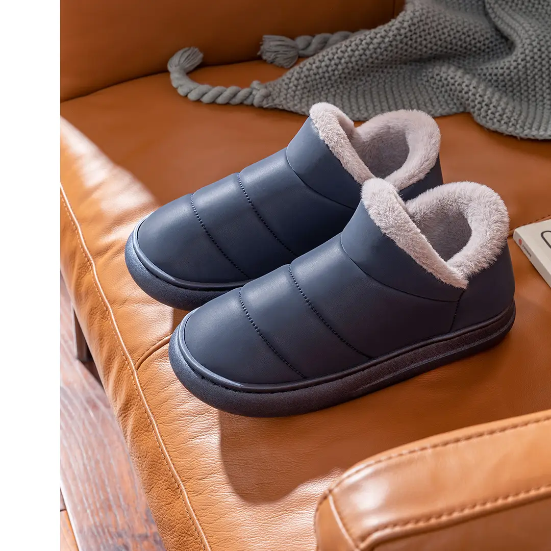 Jieliya Cotton Slippers for the Elderly Men's Winter Outer Wearing fleece-lined Warm Waterproof Non-slip Household Leather Cotton Shoes for Men — feature 15