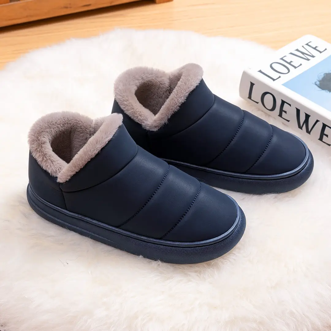 Jieliya Cotton Slippers for the Elderly Men's Winter Outer Wearing fleece-lined Warm Waterproof Non-slip Household Leather Cotton Shoes for Men — feature 18