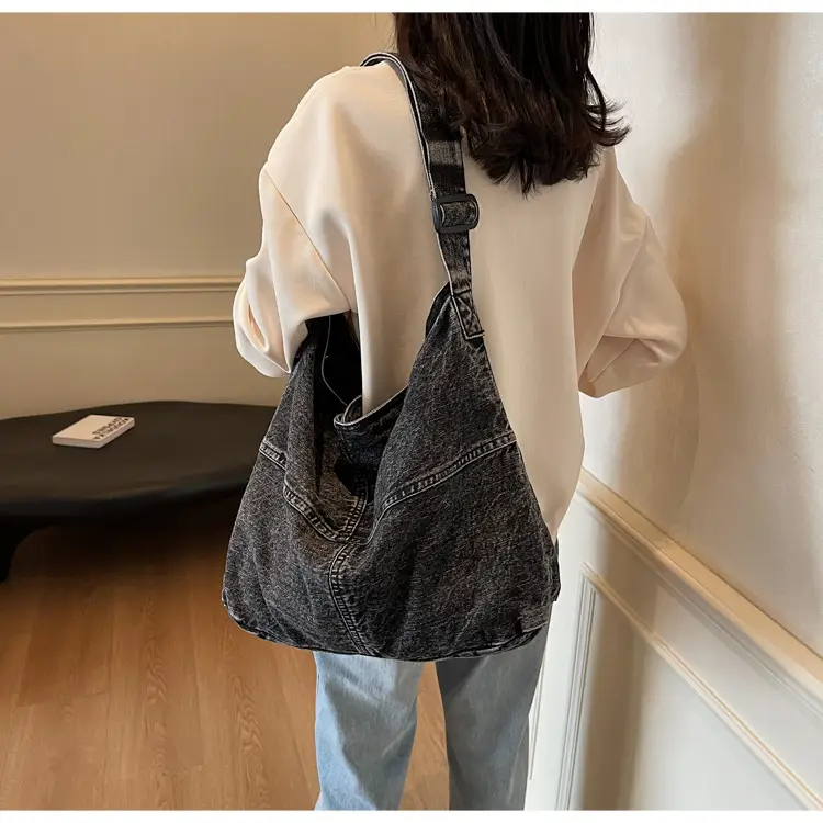 Washed Denim Crossbody Bag Large Capacity Korean Style — feature 19
