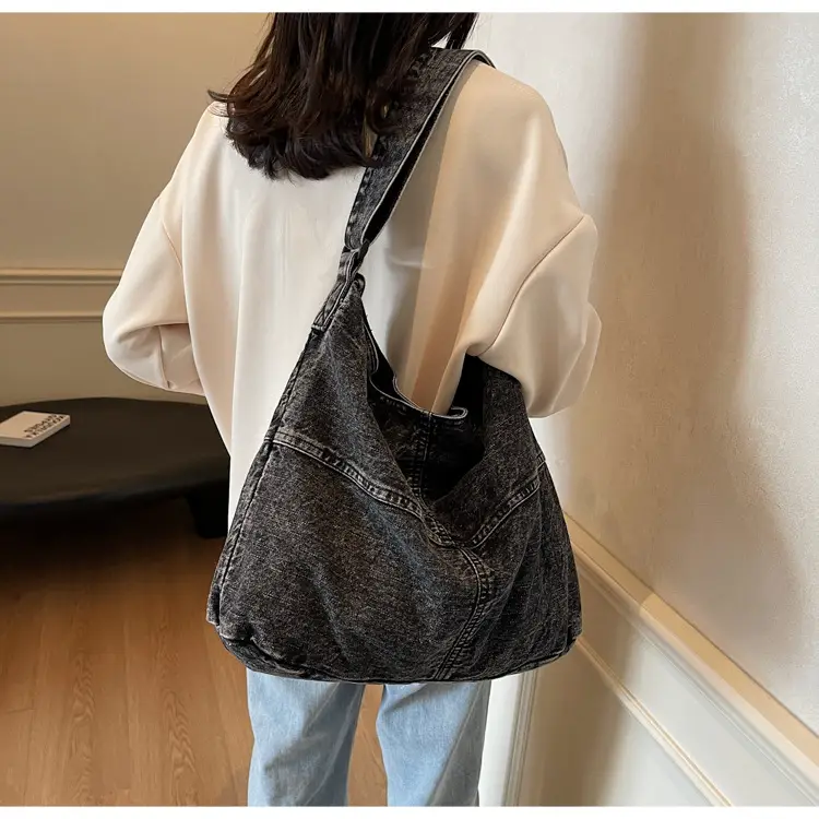 Washed Denim Crossbody Bag Large Capacity Korean Style — feature 20