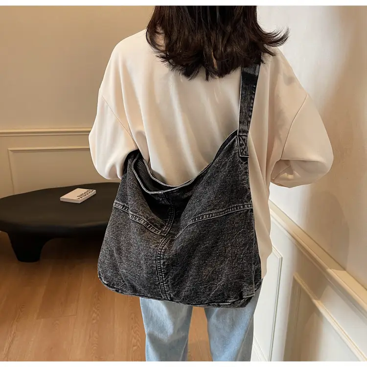 Washed Denim Crossbody Bag Large Capacity Korean Style — feature 21