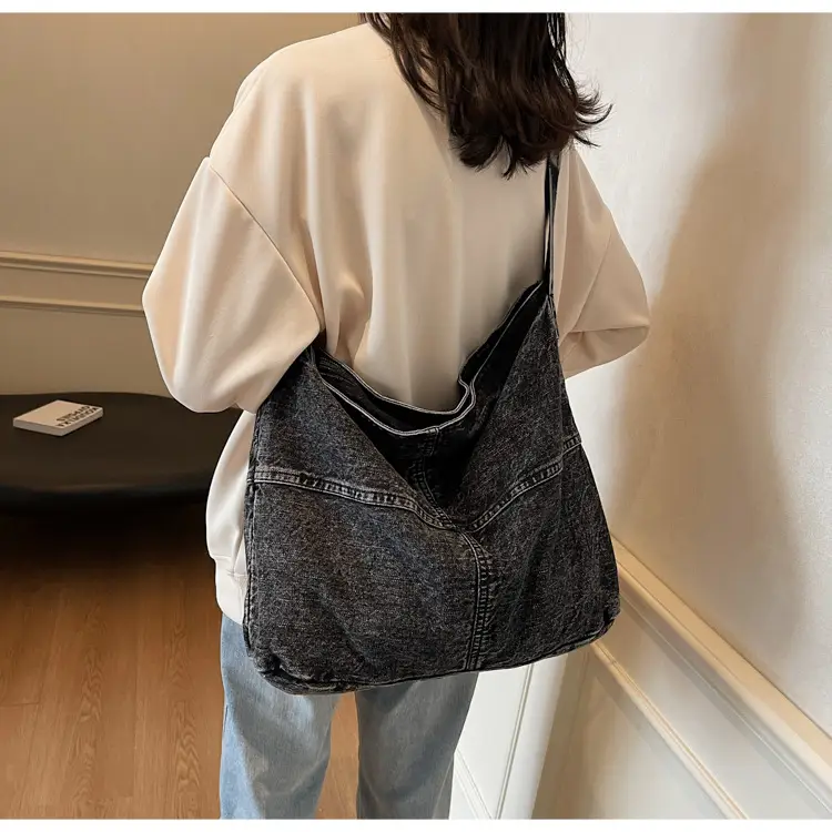 Washed Denim Crossbody Bag Large Capacity Korean Style — feature 22