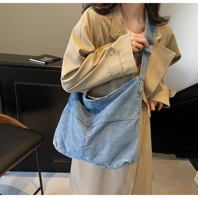 Washed Denim Crossbody Bag Large Capacity Korean Style — feature 24