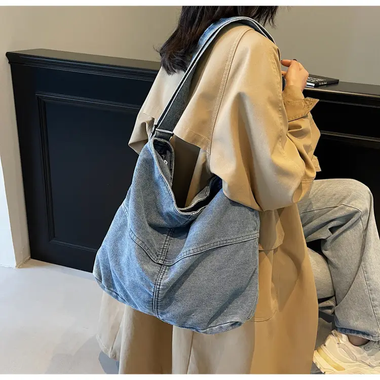 Washed Denim Crossbody Bag Large Capacity Korean Style — feature 26