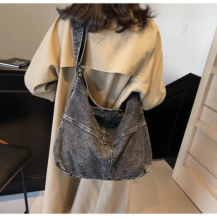 Washed Denim Crossbody Bag Large Capacity Korean Style — feature 29