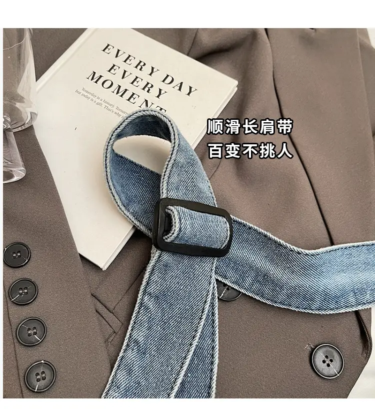 Washed Denim Crossbody Bag Large Capacity Korean Style — feature 3