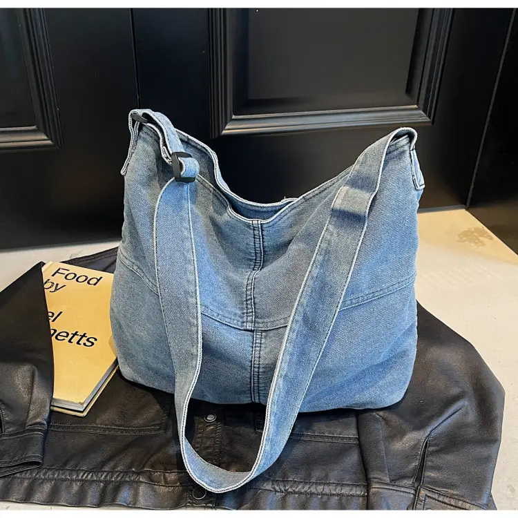 Washed Denim Crossbody Bag Large Capacity Korean Style — feature 34