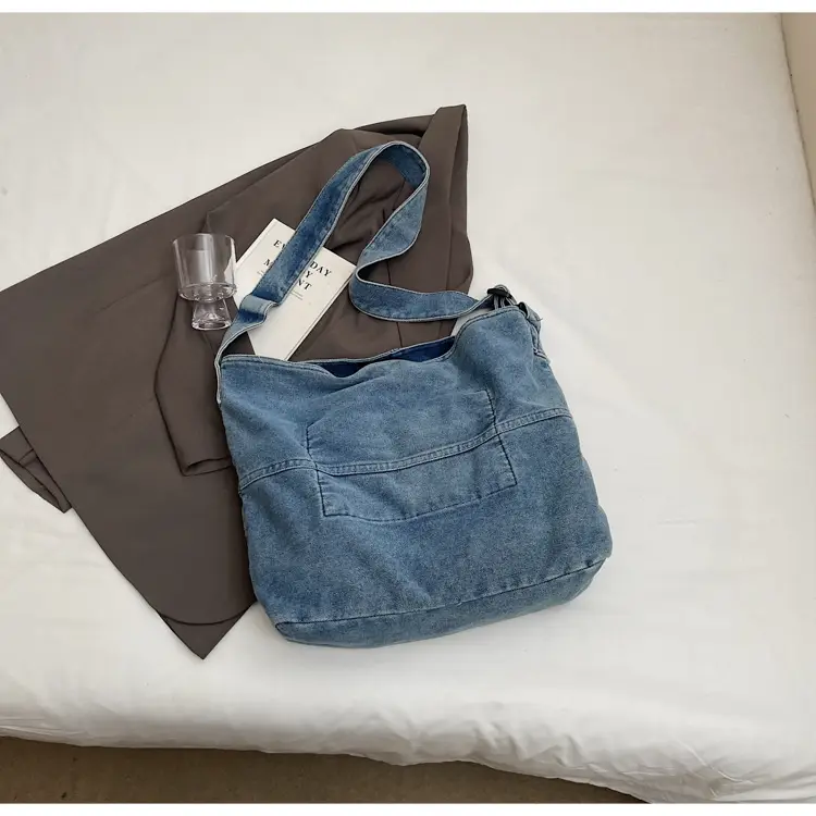 Washed Denim Crossbody Bag Large Capacity Korean Style — feature 40