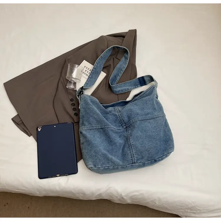 Washed Denim Crossbody Bag Large Capacity Korean Style — feature 45