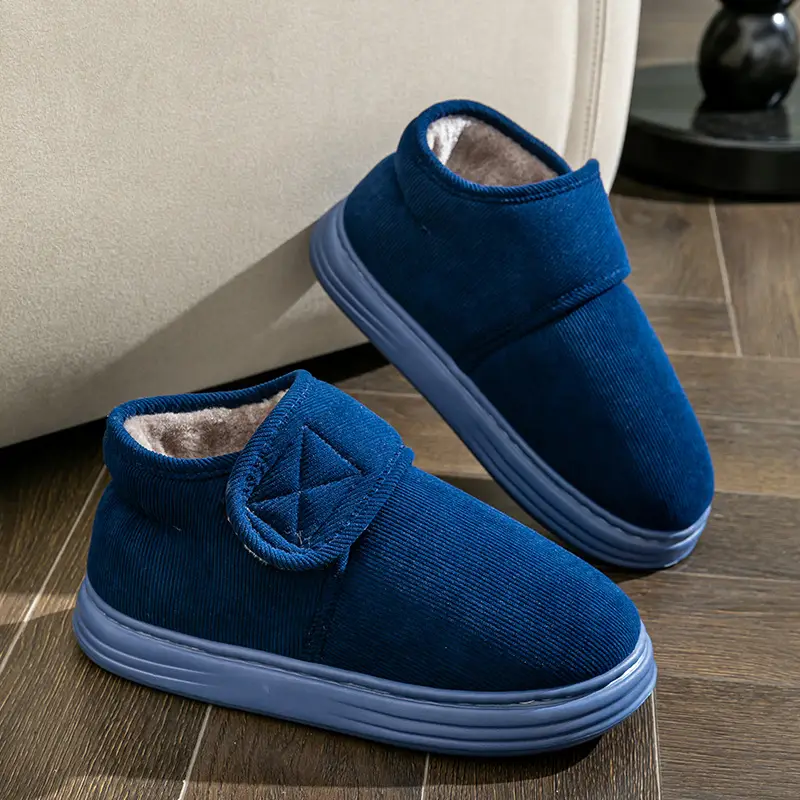 All-Inclusive Cotton Slippers, Non-Slip, High-Top for the Elderly, Warm Indoor Home, Thickeneded and Velvet, Plus Size Cotton Slippers for Men