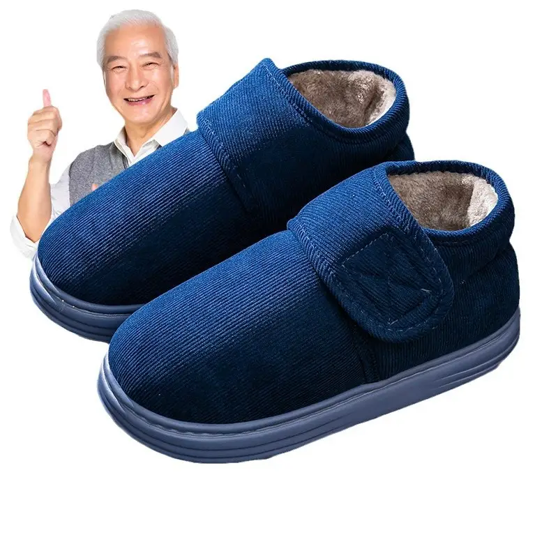 All-Inclusive Cotton Slippers, Non-Slip, High-Top for the Elderly, Warm Indoor Home, Thickeneded and Velvet, Plus Size Cotton Slippers for Men