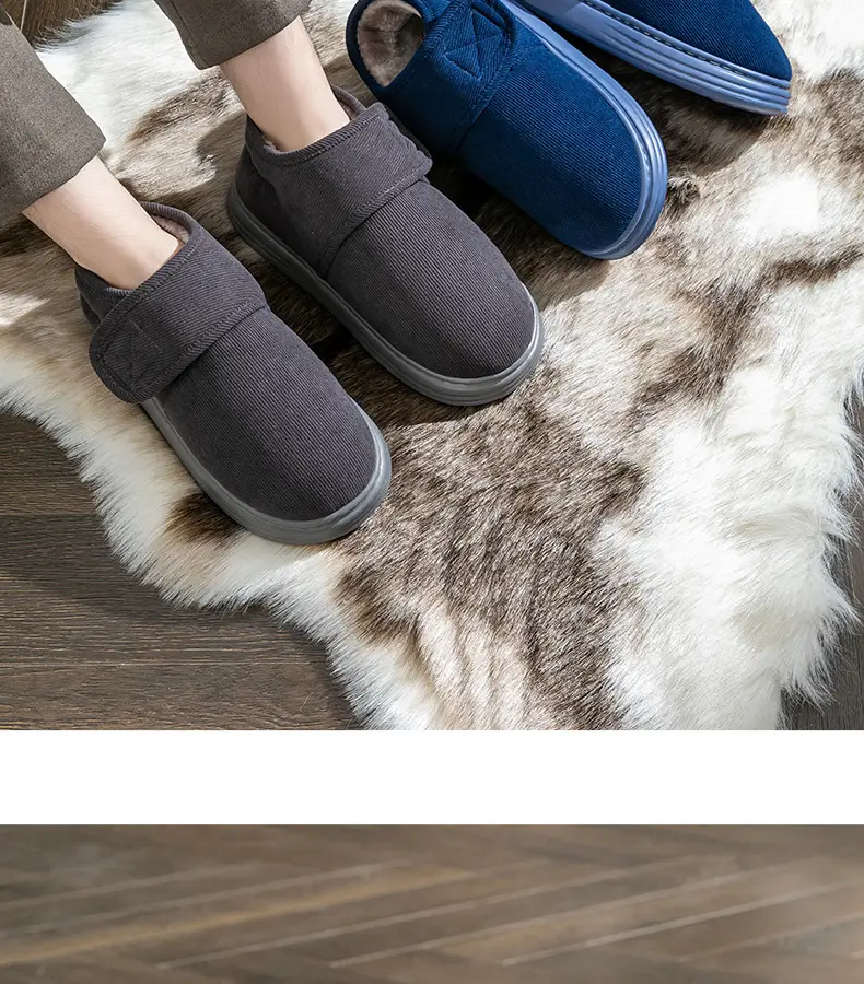 All-Inclusive Cotton Slippers, Non-Slip, High-Top for the Elderly, Warm Indoor Home, Thickeneded and Velvet, Plus Size Cotton Slippers for Men — feature 23