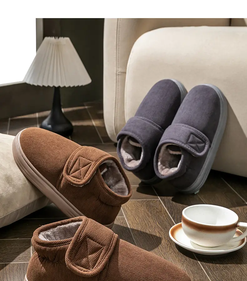 All-Inclusive Cotton Slippers, Non-Slip, High-Top for the Elderly, Warm Indoor Home, Thickeneded and Velvet, Plus Size Cotton Slippers for Men — feature 4