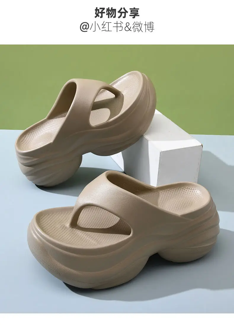 8CM Height-Increased Thick-Bottom Flip-Flops Women's Summer Outfit Breathable Beach Non-Slip Slippers High-End Wear-Resistant Sandals — feature 17