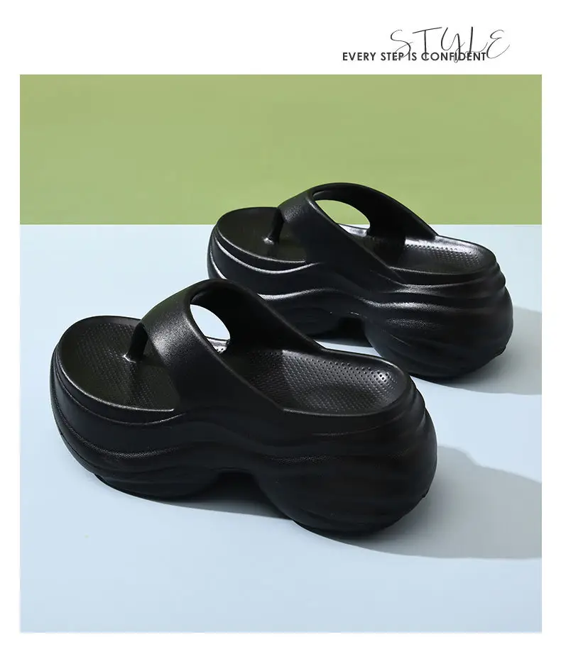 8CM Height-Increased Thick-Bottom Flip-Flops Women's Summer Outfit Breathable Beach Non-Slip Slippers High-End Wear-Resistant Sandals — feature 22