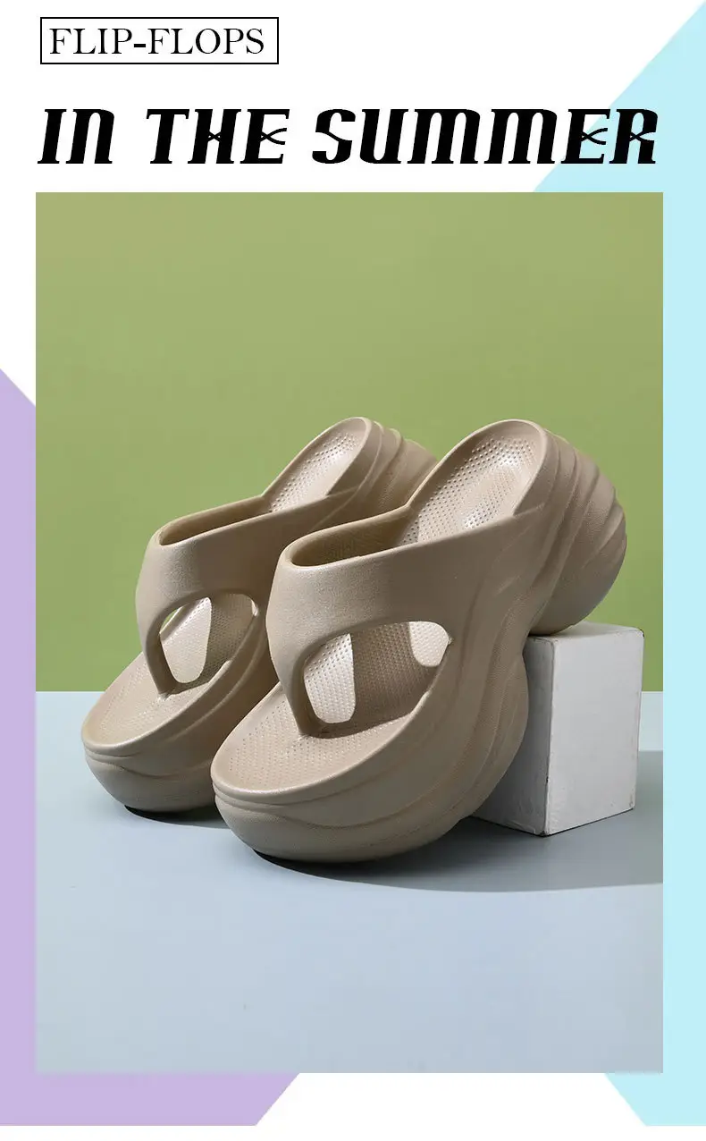 8CM Height-Increased Thick-Bottom Flip-Flops Women's Summer Outfit Breathable Beach Non-Slip Slippers High-End Wear-Resistant Sandals — feature 7