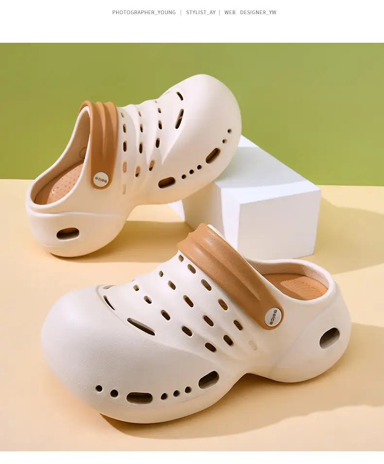 Women's outdoor shoes EVA thick-soled height-increasing breathable slippers summer non-slip non-smelly feet all-match cute Baotou drag — feature 12