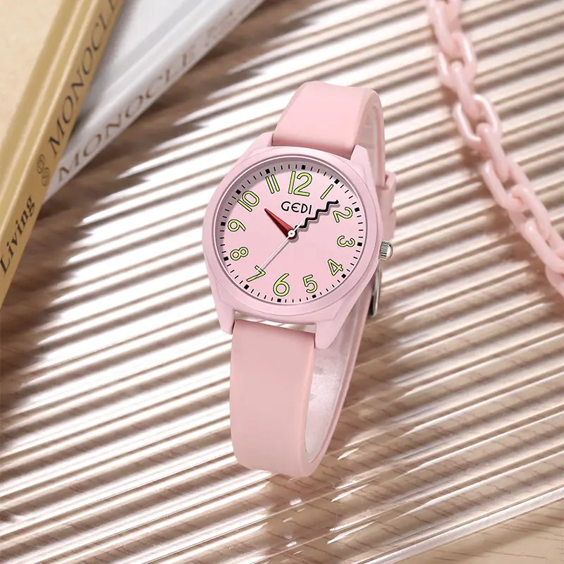Pink Candy Color Women's Waterproof Silicone Watch