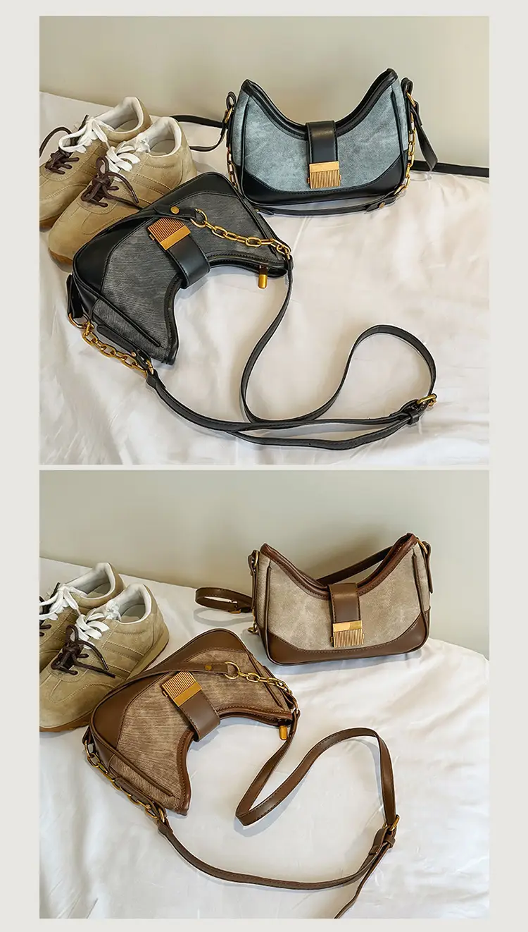 Black French Niche Crossbody Bag with Gold Chain — feature 25