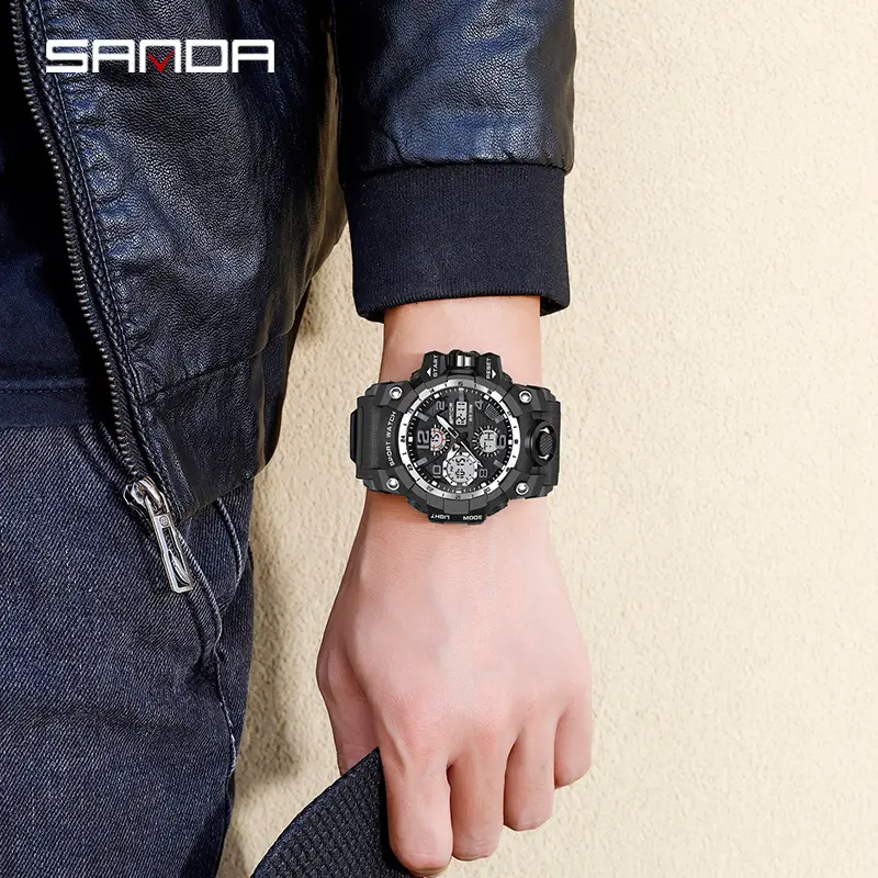 Sanda Sport Watch White Chronograph Luminous Waterproof - Image 97