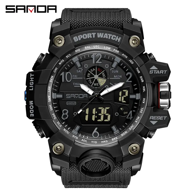 Sanda Sport Watch White Chronograph Luminous Waterproof - Image 47