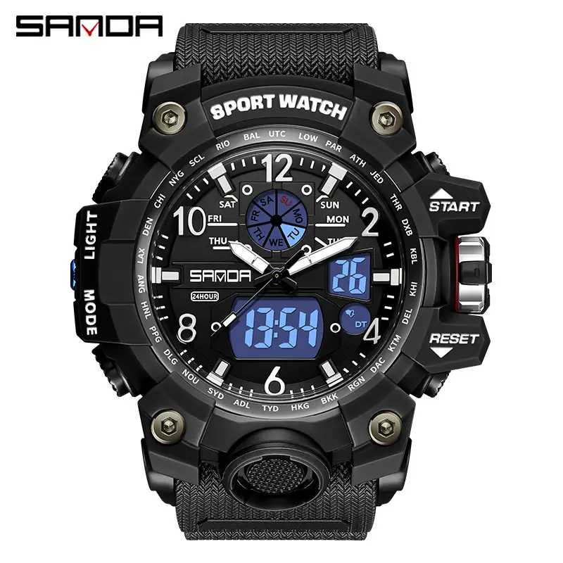 Sanda Sport Watch White Chronograph Luminous Waterproof - Image 48