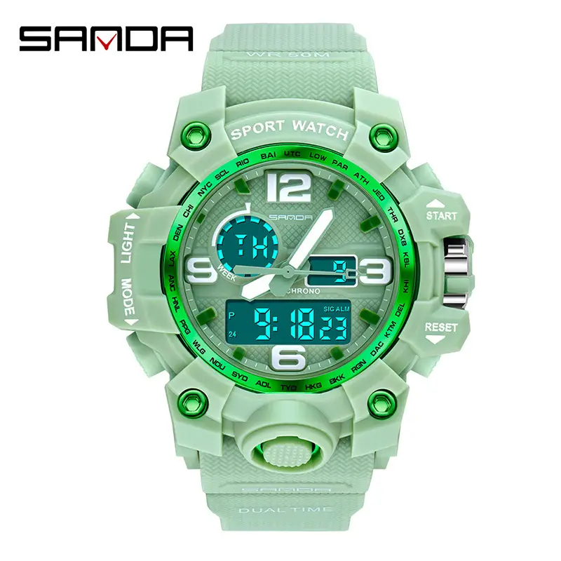 Sanda Sport Watch White Chronograph Luminous Waterproof - Image 73