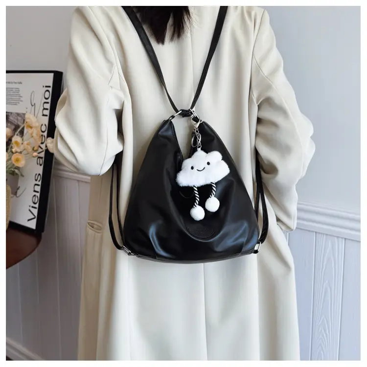 Women's Black Korean Style Shoulder Bag with Cloud Charm — feature 16