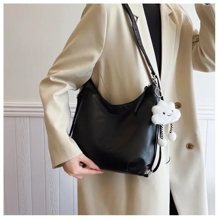 Women's Black Korean Style Shoulder Bag with Cloud Charm — feature 17