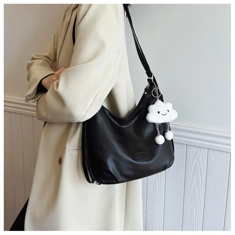 Women's Black Korean Style Shoulder Bag with Cloud Charm — feature 18