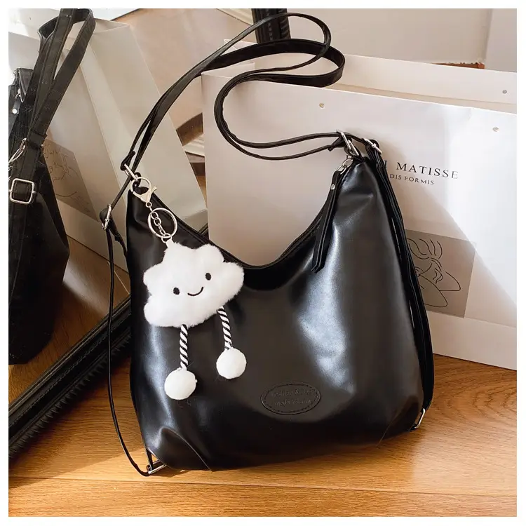 Women's Black Korean Style Shoulder Bag with Cloud Charm — feature 19