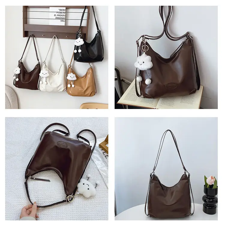 Women's Black Korean Style Shoulder Bag with Cloud Charm — feature 6