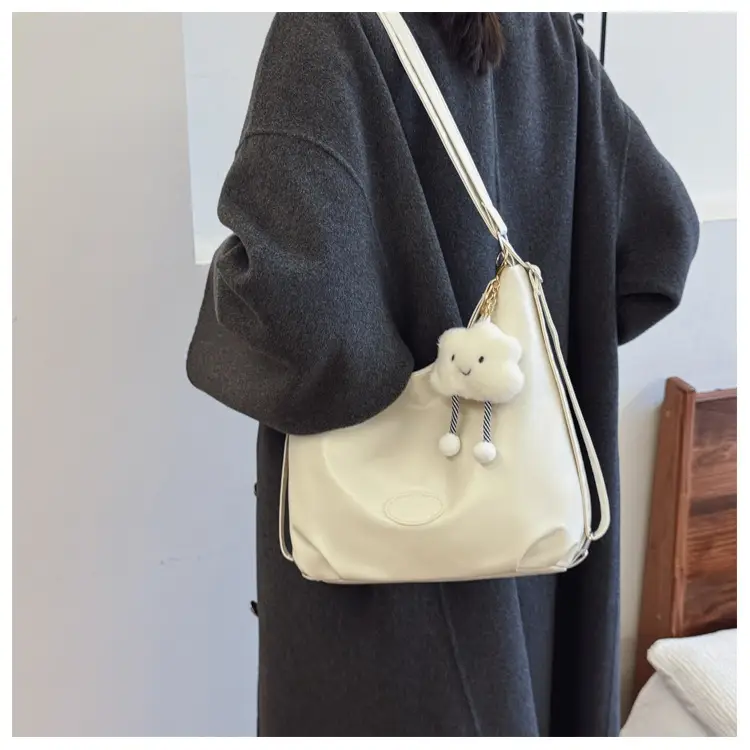 Women's Black Korean Style Shoulder Bag with Cloud Charm — feature 8