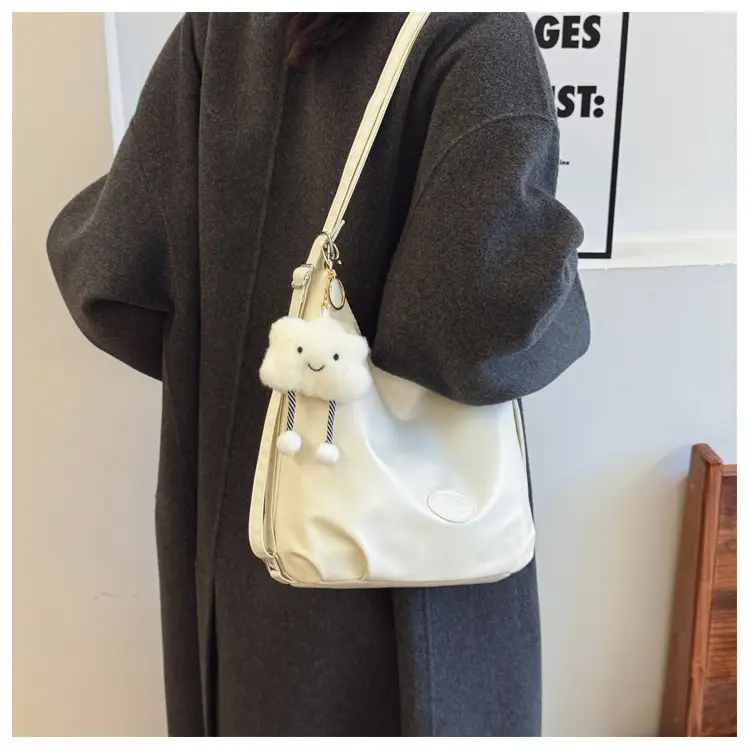 Women's Black Korean Style Shoulder Bag with Cloud Charm — feature 9
