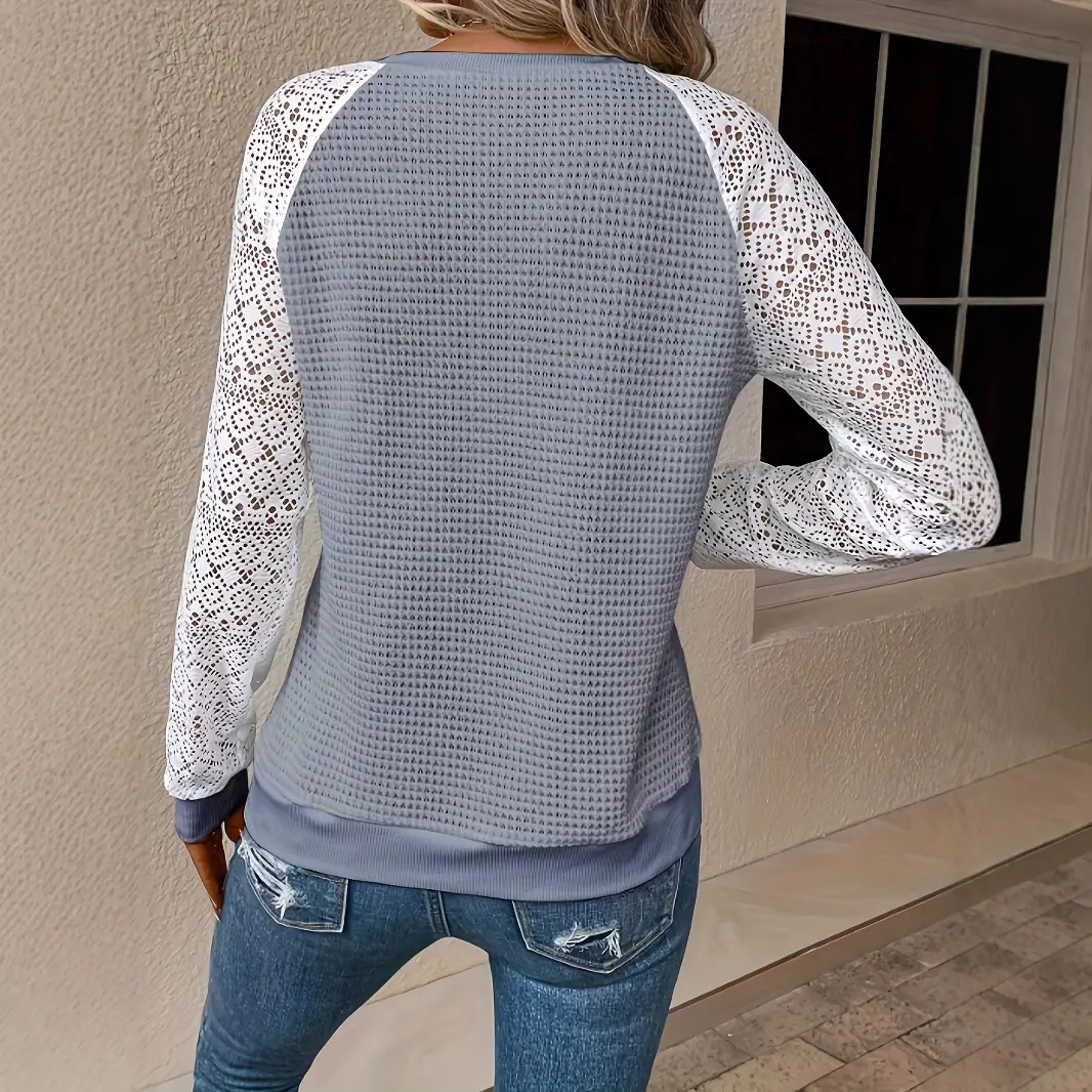 White Lace Long Sleeve Women's T-Shirt Jacket — feature 12