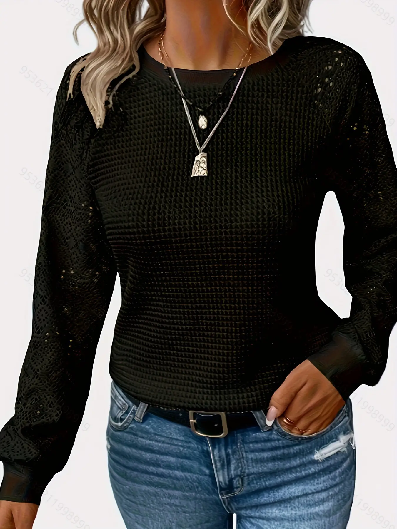 White Lace Long Sleeve Women's T-Shirt Jacket - Image 2