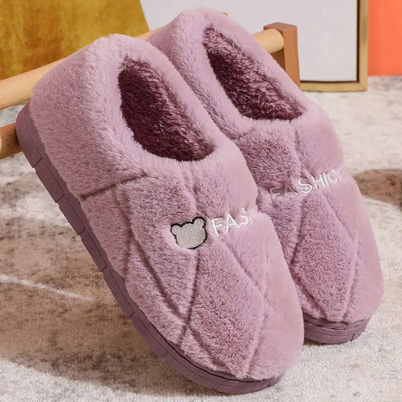 Cotton Slippers Men's Household Autumn and Winter Anti-slip 2024 New Home Indoor Warm Mao Mao Slippers Women's Cotton Slippers