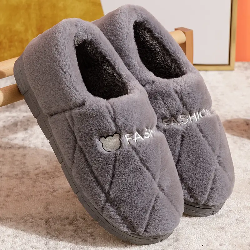 Cotton Slippers Men's Household Autumn and Winter Anti-slip 2024 New Home Indoor Warm Mao Mao Slippers Women's Cotton Slippers
