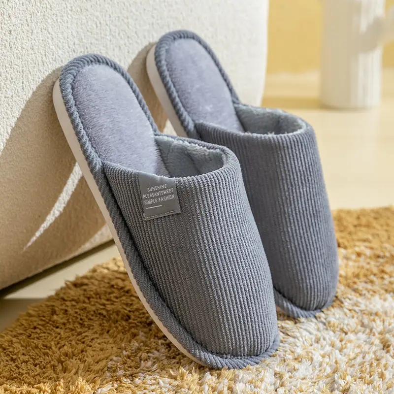 Cotton Slippers Men's Household Autumn and Winter Anti-slip 2024 New Home Indoor Warm Mao Mao Slippers Women's Cotton Slippers