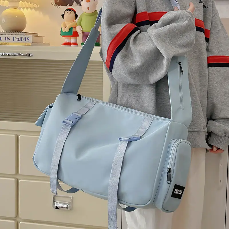 Pink Nylon Crossbody Bag for Women Large Capacity Travel - Image 5