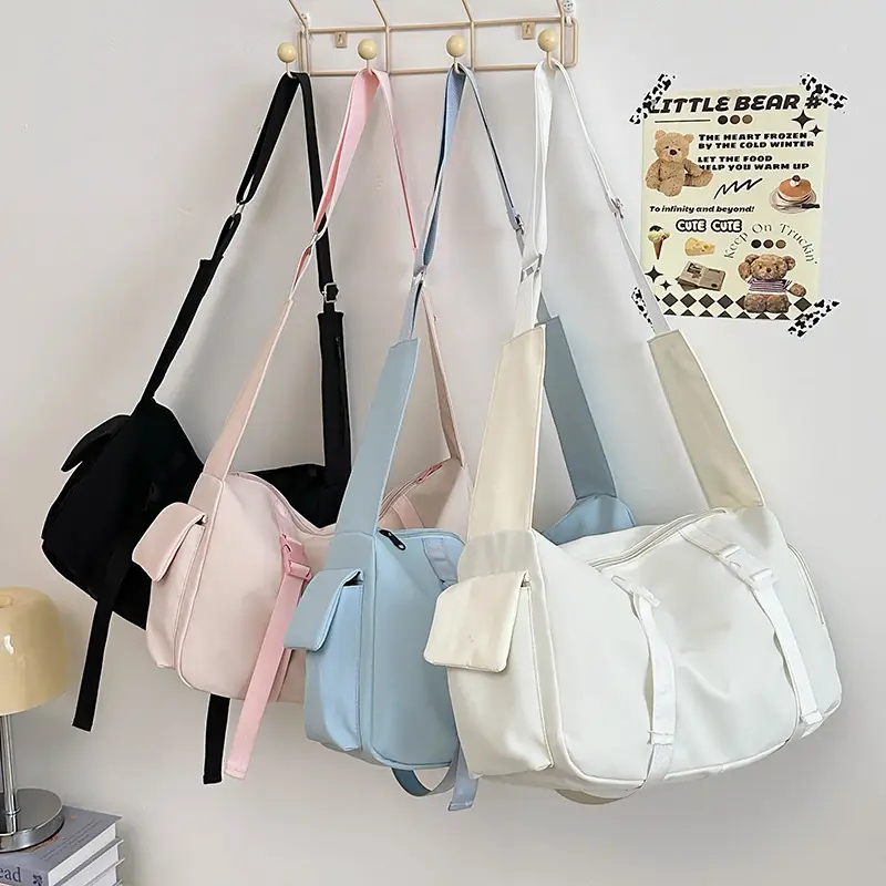 Pink Nylon Crossbody Bag for Women Large Capacity Travel - Image 8