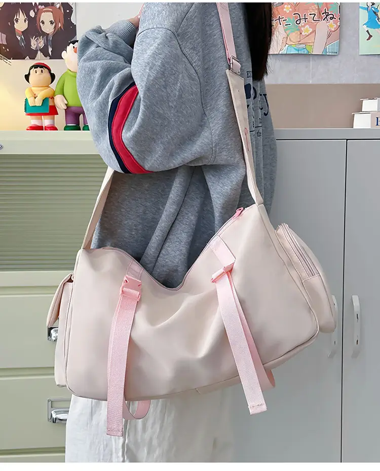 Pink Nylon Crossbody Bag for Women Large Capacity Travel — feature 12