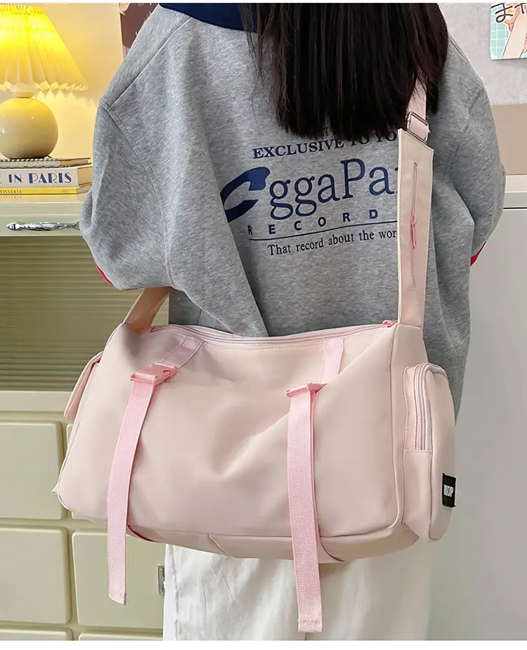 Pink Nylon Crossbody Bag for Women Large Capacity Travel — feature 14