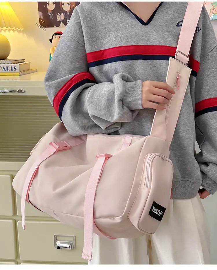 Pink Nylon Crossbody Bag for Women Large Capacity Travel — feature 15