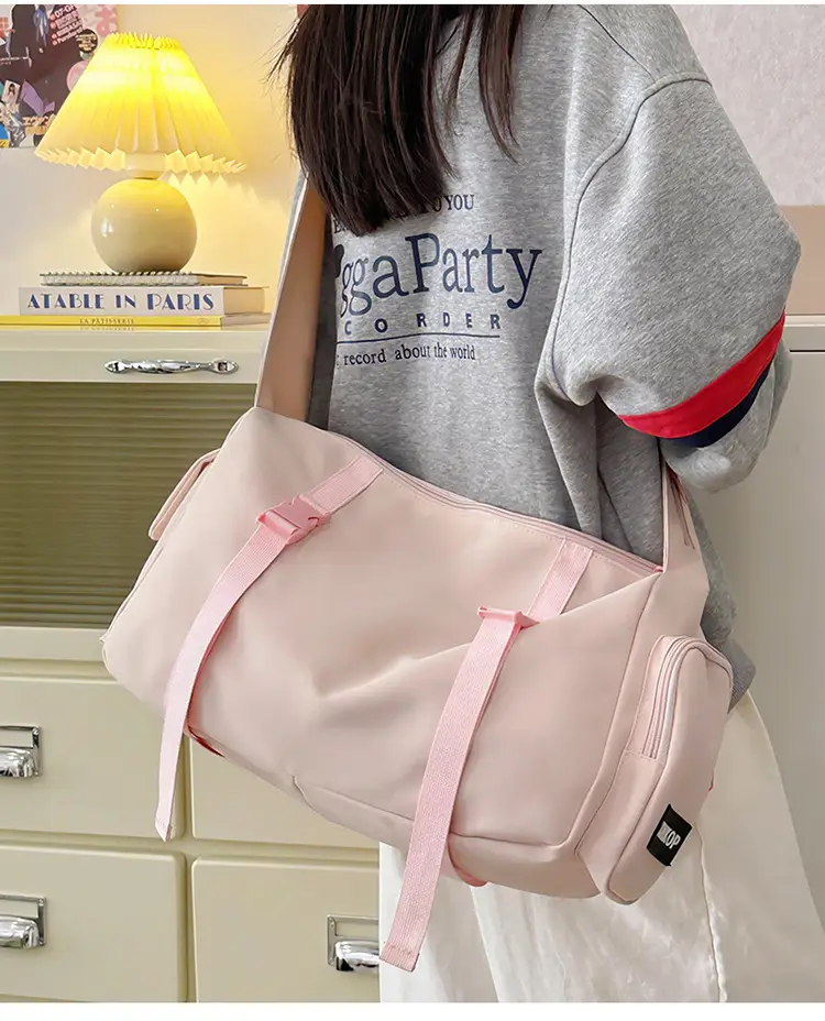 Pink Nylon Crossbody Bag for Women Large Capacity Travel — feature 16