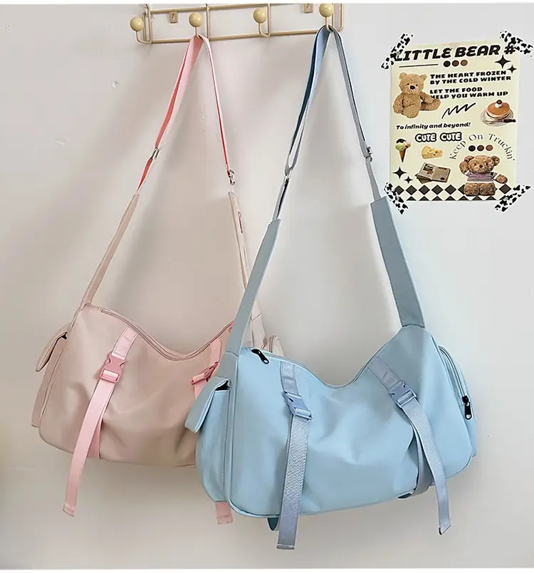 Pink Nylon Crossbody Bag for Women Large Capacity Travel — feature 23