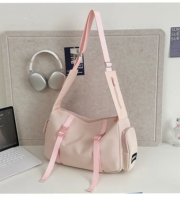 Pink Nylon Crossbody Bag for Women Large Capacity Travel — feature 27