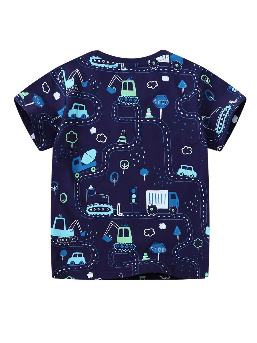 Boys T-Shirt Dark Blue Kids Summer Graphic Print - Image 3